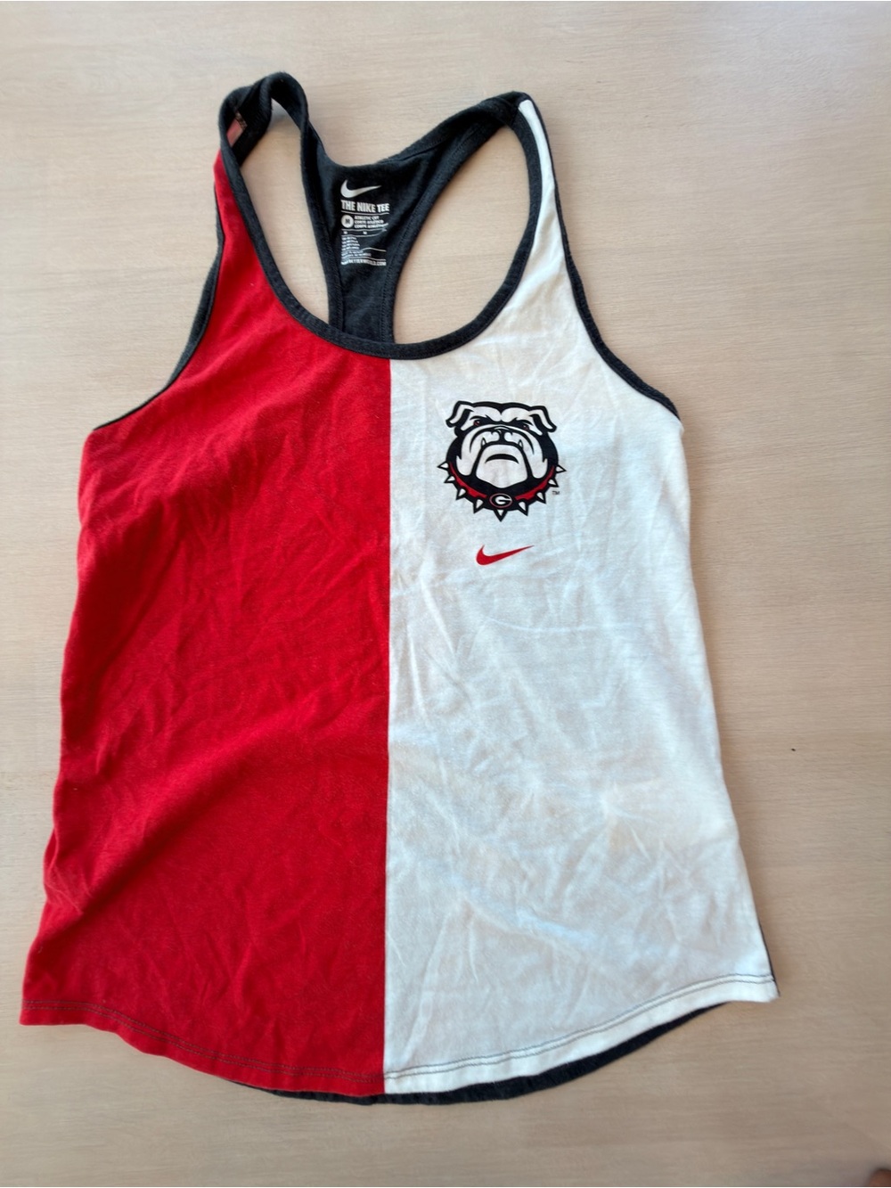 Nike Red & White Split Racerback Tank with Bulldog Crest - Medium